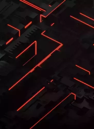 3D Isometric Technology Theme Background with Neon Lights
