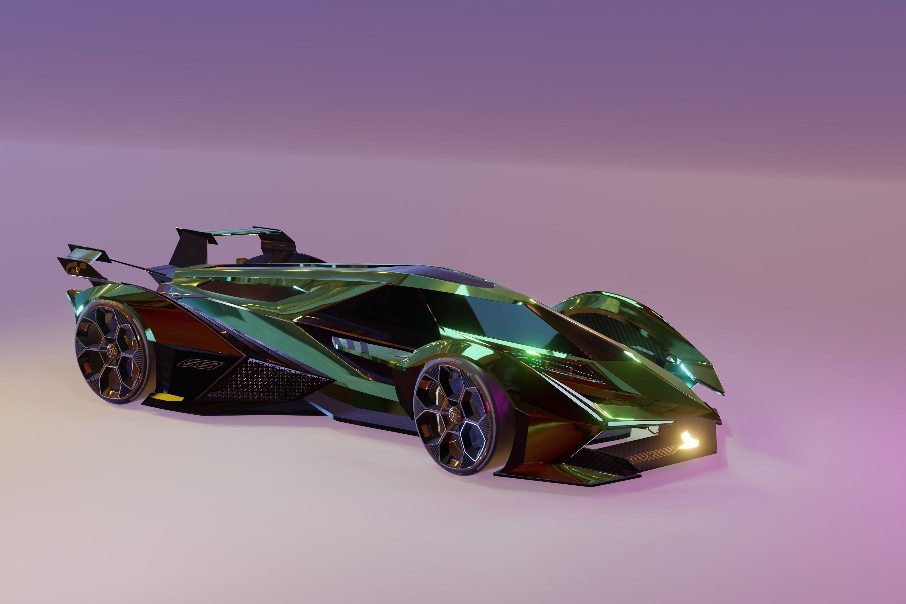 green Car 3D Blender File 3D model 3D model Low-poly 3D model_2