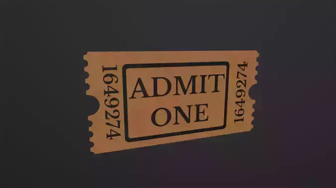 Movie Ticket 3D Model Low-poly 3D model