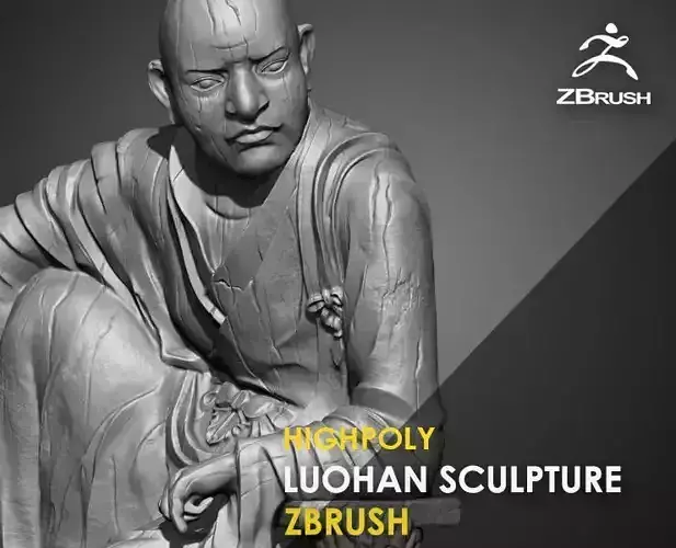Luohan Wooden Character Sculpture Zbrush 2019 HighPoly