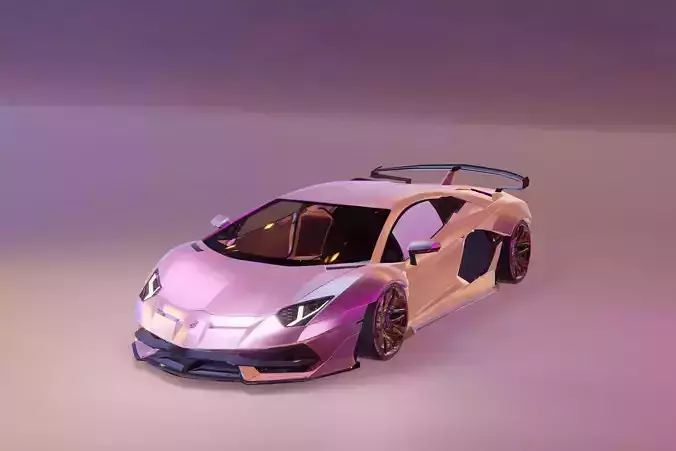PINK Car 3D Blender File 3D model 3D model Low-poly 3D model