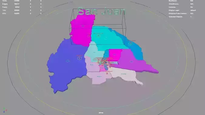 San Juan  Argentina map region geography political geographic 3D model