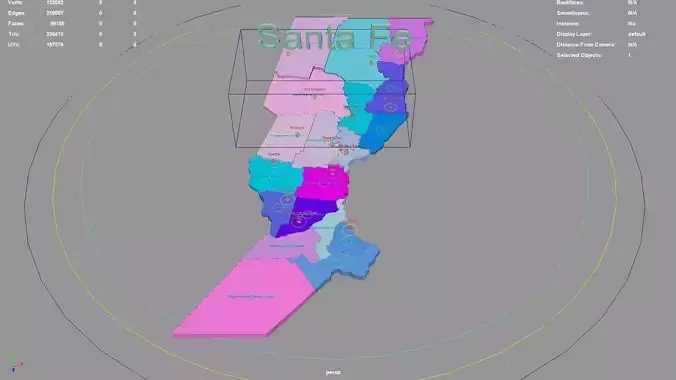 Santa Fe  Argentina map region geography political geographic 3D model
