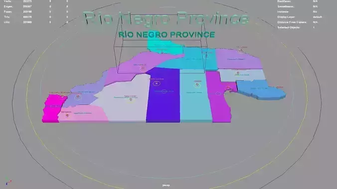 Rio Negro Province  Argentina map region geography political 3D model
