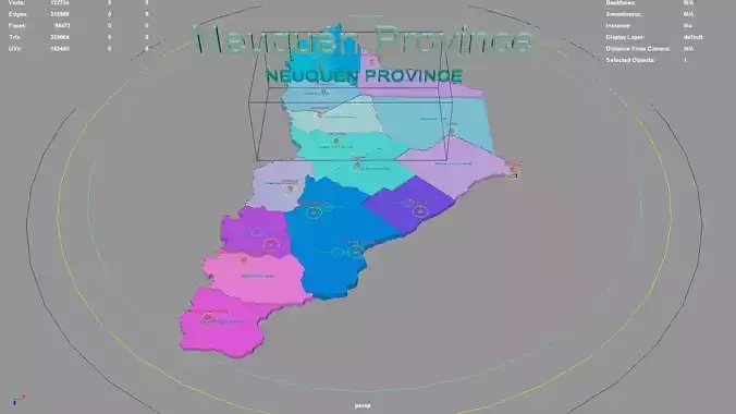 Neuquen Province  Argentina map region geography political 3D model