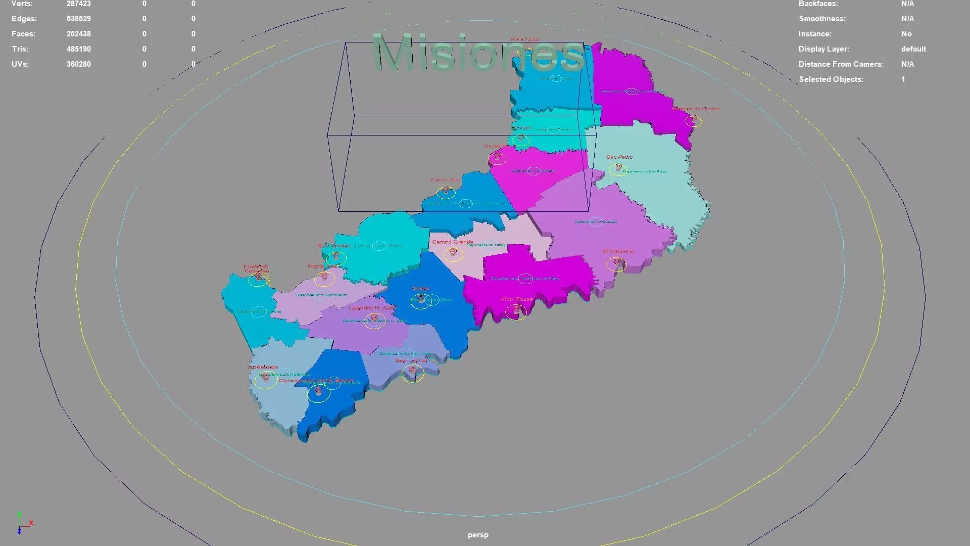 Misiones Argentina map region geography political geographic 3D model