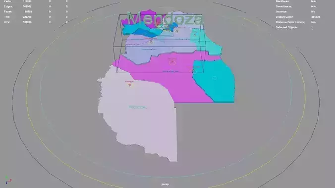 Mendoza  Argentina map region geography political geographic 3D model