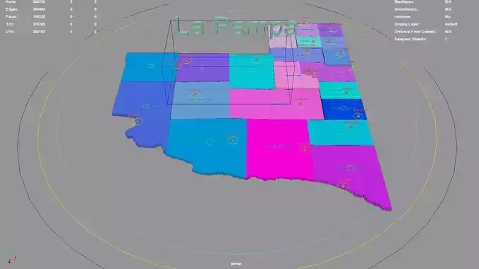 La Pampa  Argentina map region geography political geographic 3D model