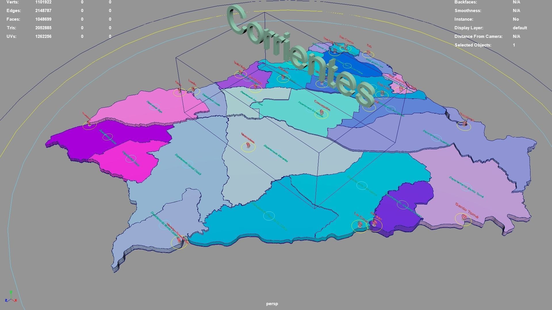 Corrientes  Argentina map region geography political geographic 3D model_2