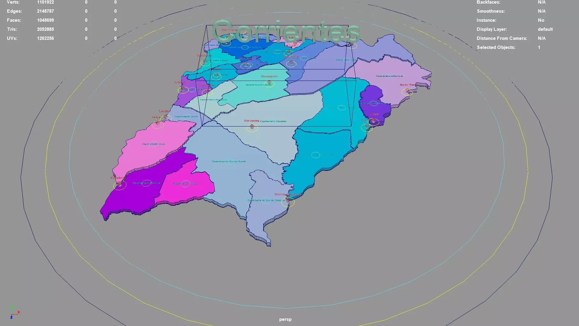 Corrientes  Argentina map region geography political geographic 3D model_0