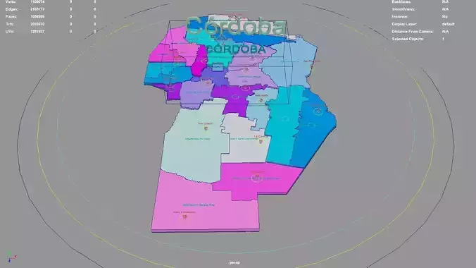 Cordoba  Argentina map region geography political geographic 3D model
