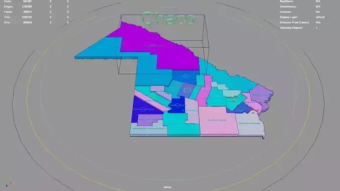 Chaco  Argentina map region geography political geographic 3D model