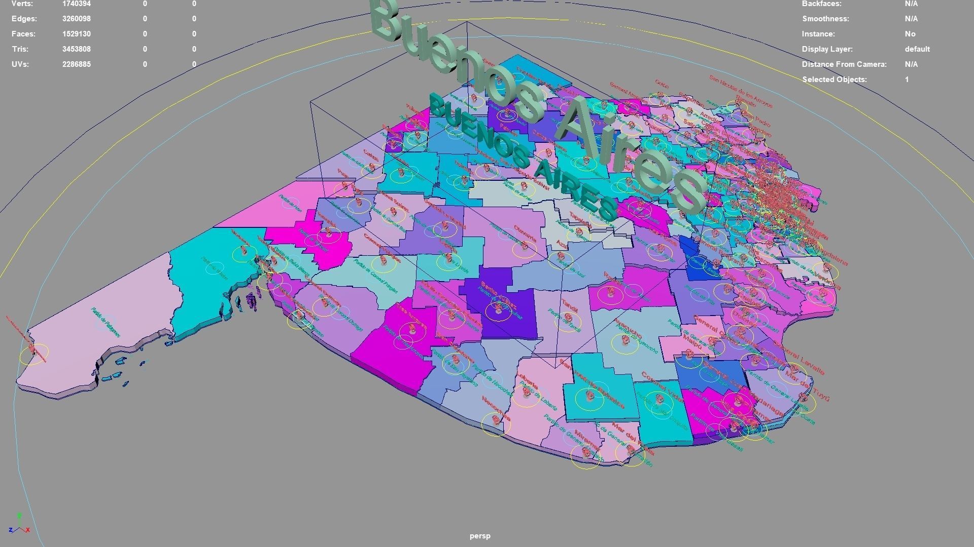 Buenos Aires  Argentina map region geography political 3D model_2