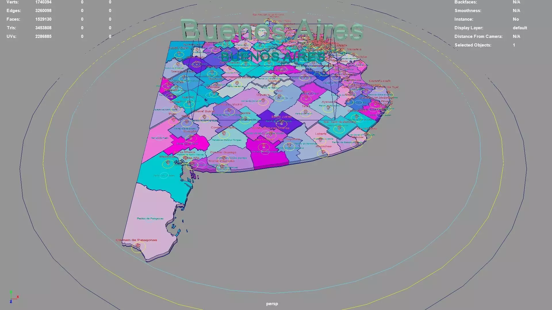 Buenos Aires  Argentina map region geography political 3D model_0