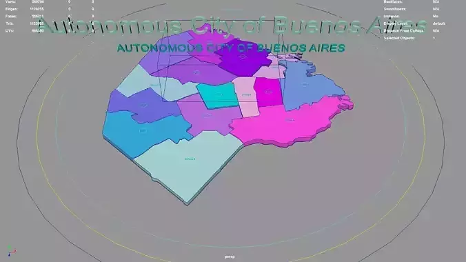 Autonomous City of Buenos Aires  Argentina map region geography 3D model