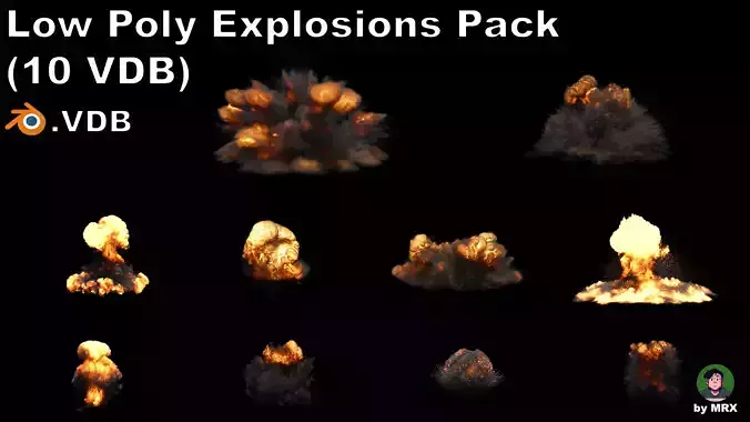 Low Poly Explosions Pack - vdb animated 3D model