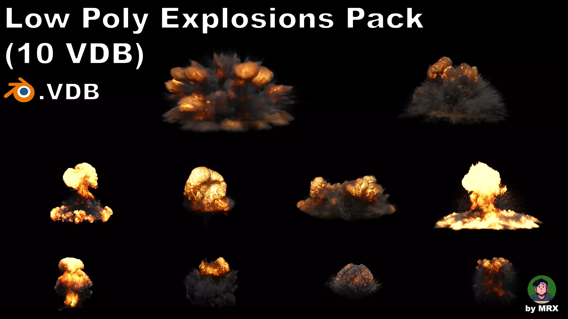 Low Poly Explosions Pack - vdb animated 3D model_0