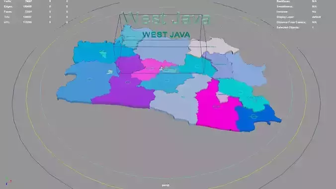 West Java  Java  Indonesia map region geography political 3D model