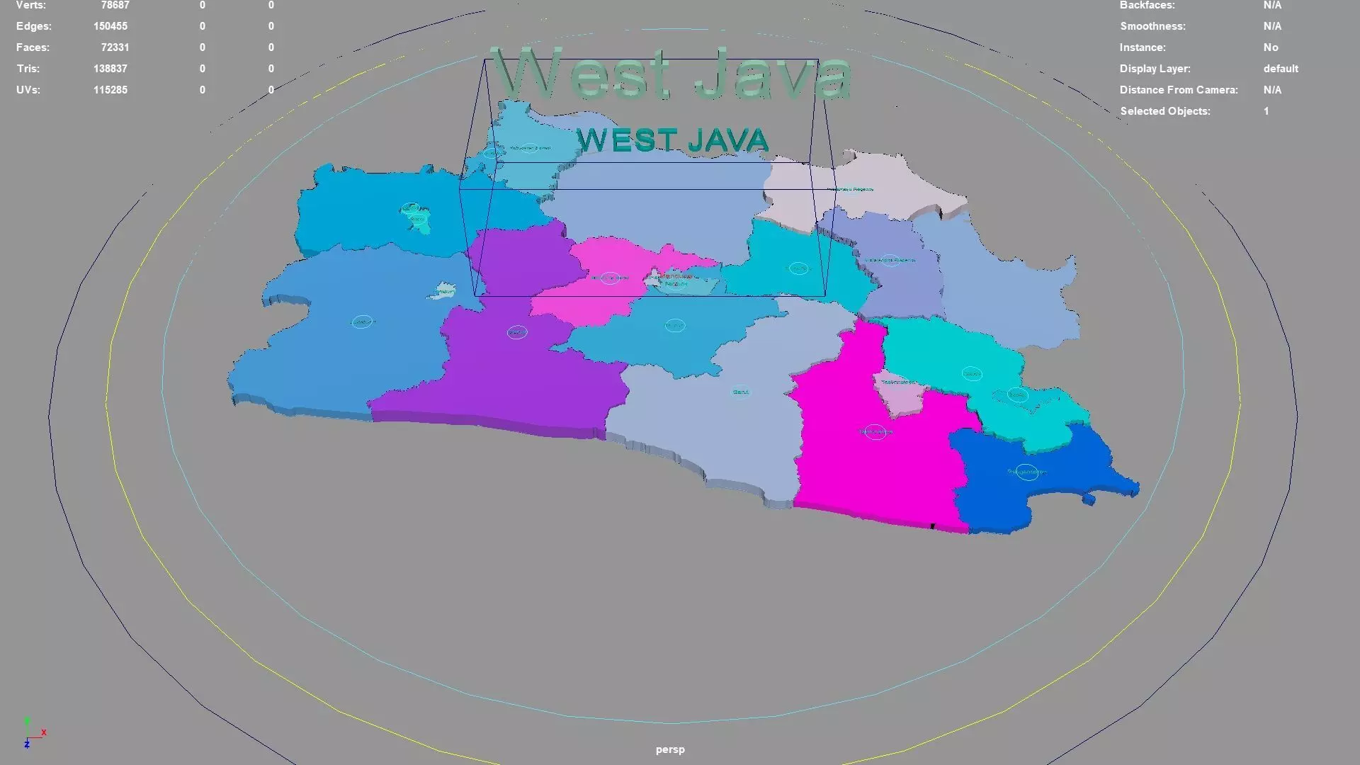 West Java  Java  Indonesia map region geography political 3D model_0