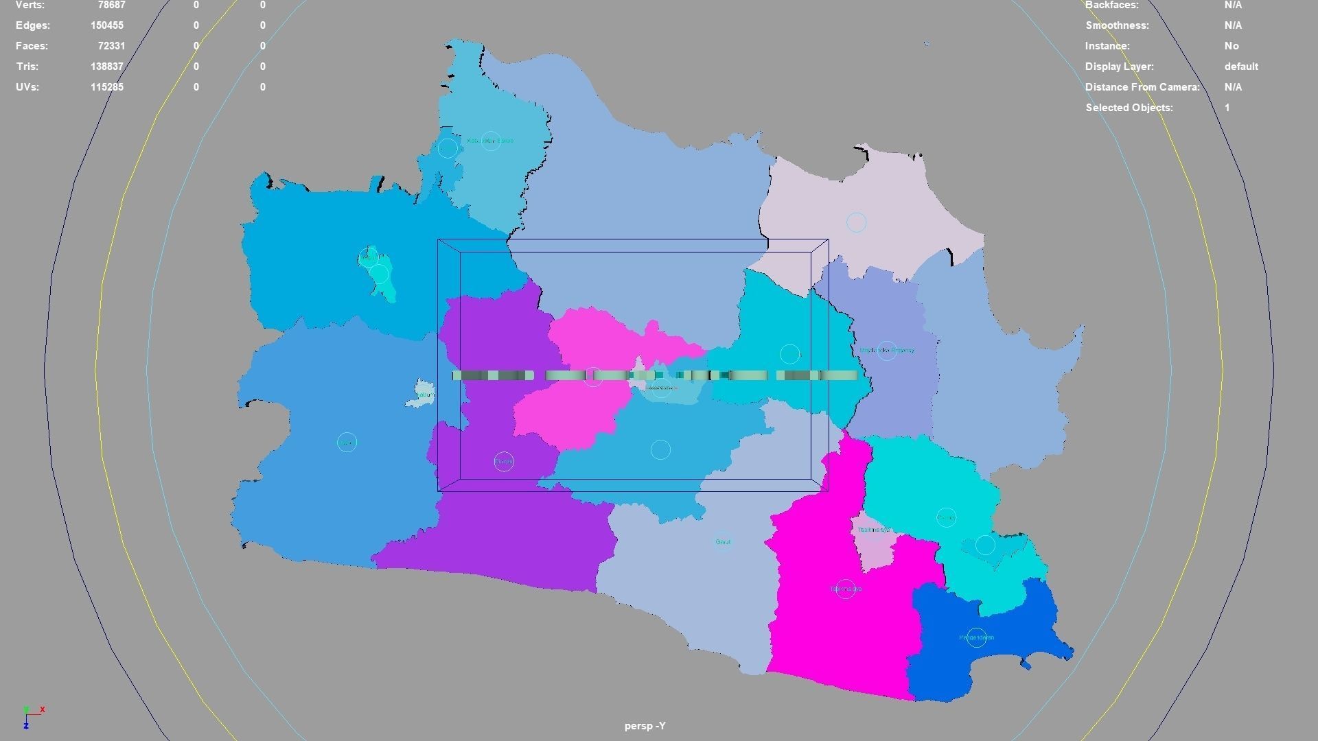 West Java Java Indonesia map region geography political 3D model rigged ...