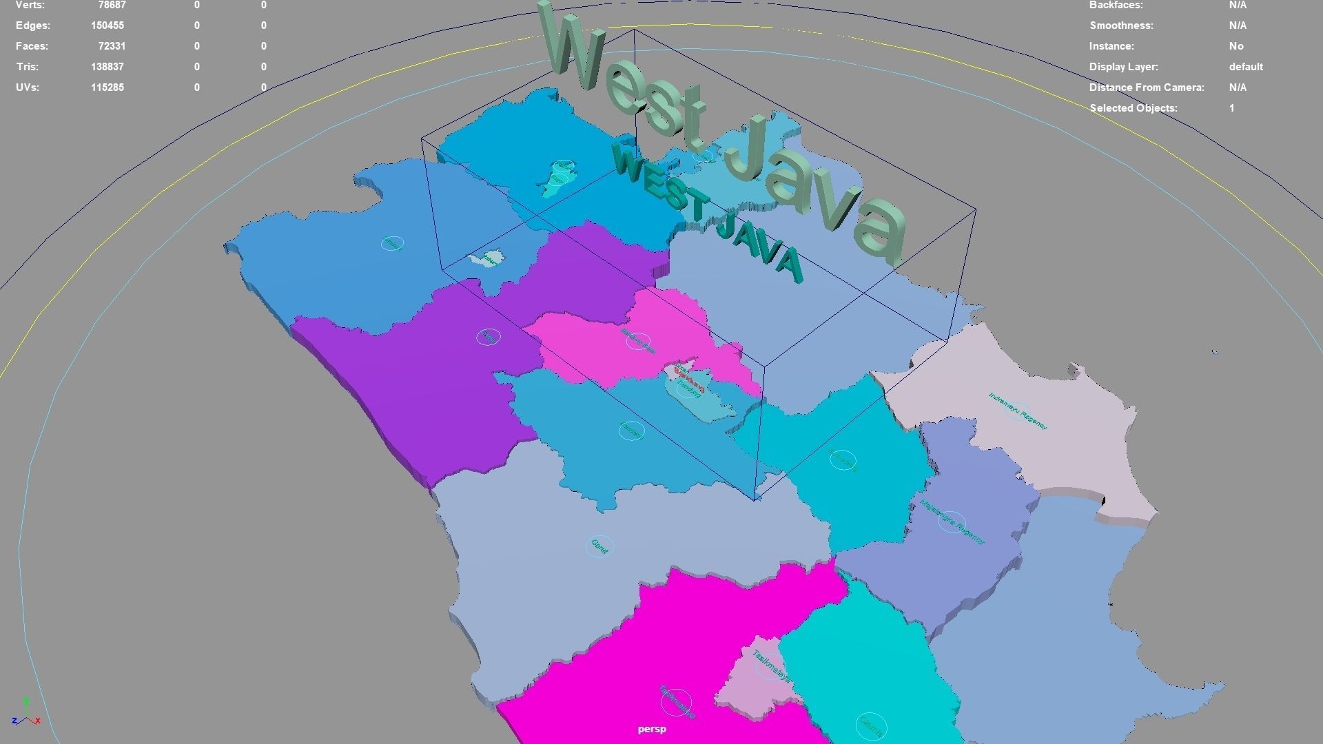 West Java  Java  Indonesia map region geography political 3D model_2