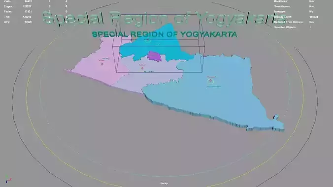 Special Region of Yogyakarta  Java  Indonesia map region 3D model