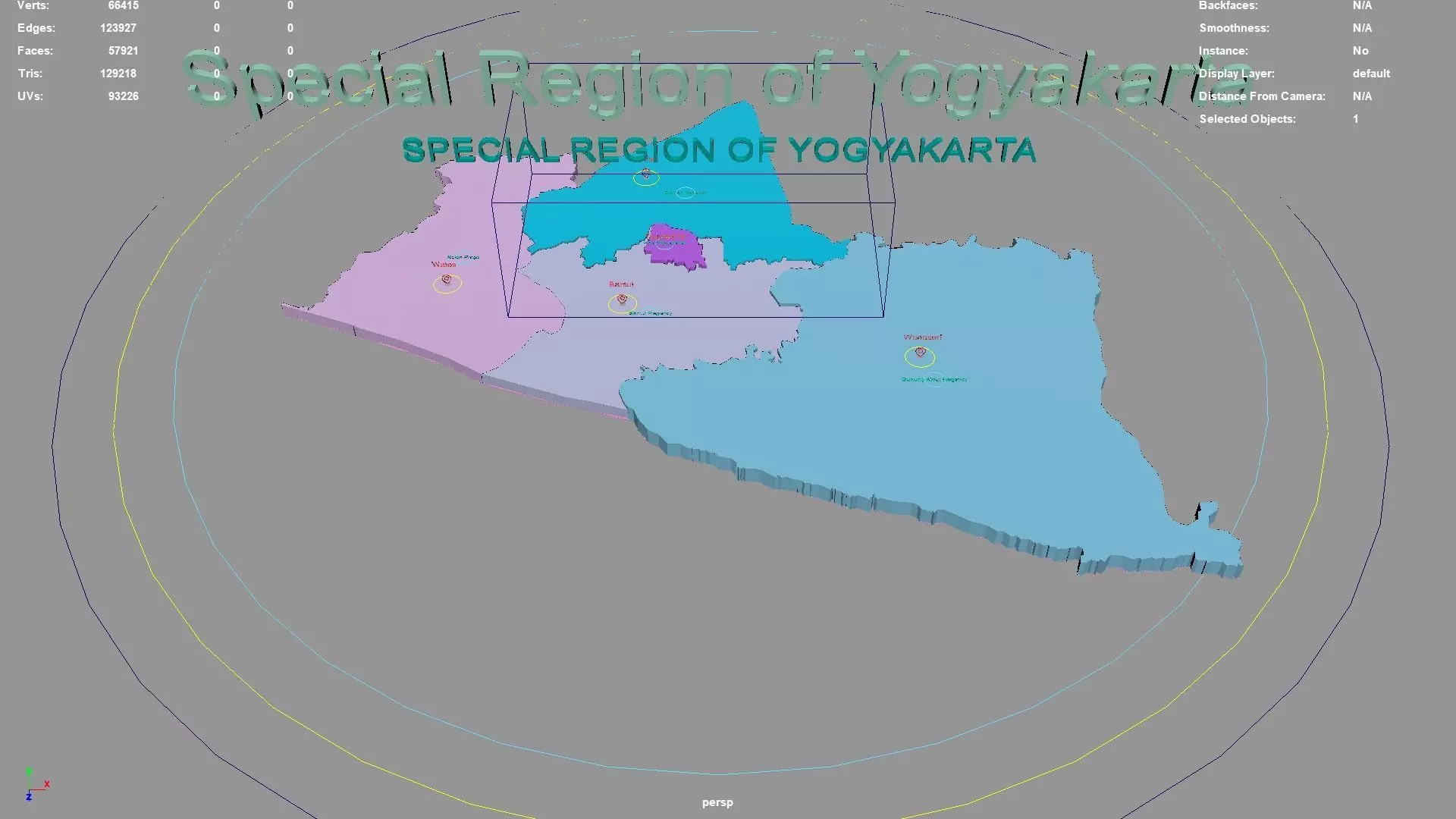 Special Region of Yogyakarta  Java  Indonesia map region 3D model_0