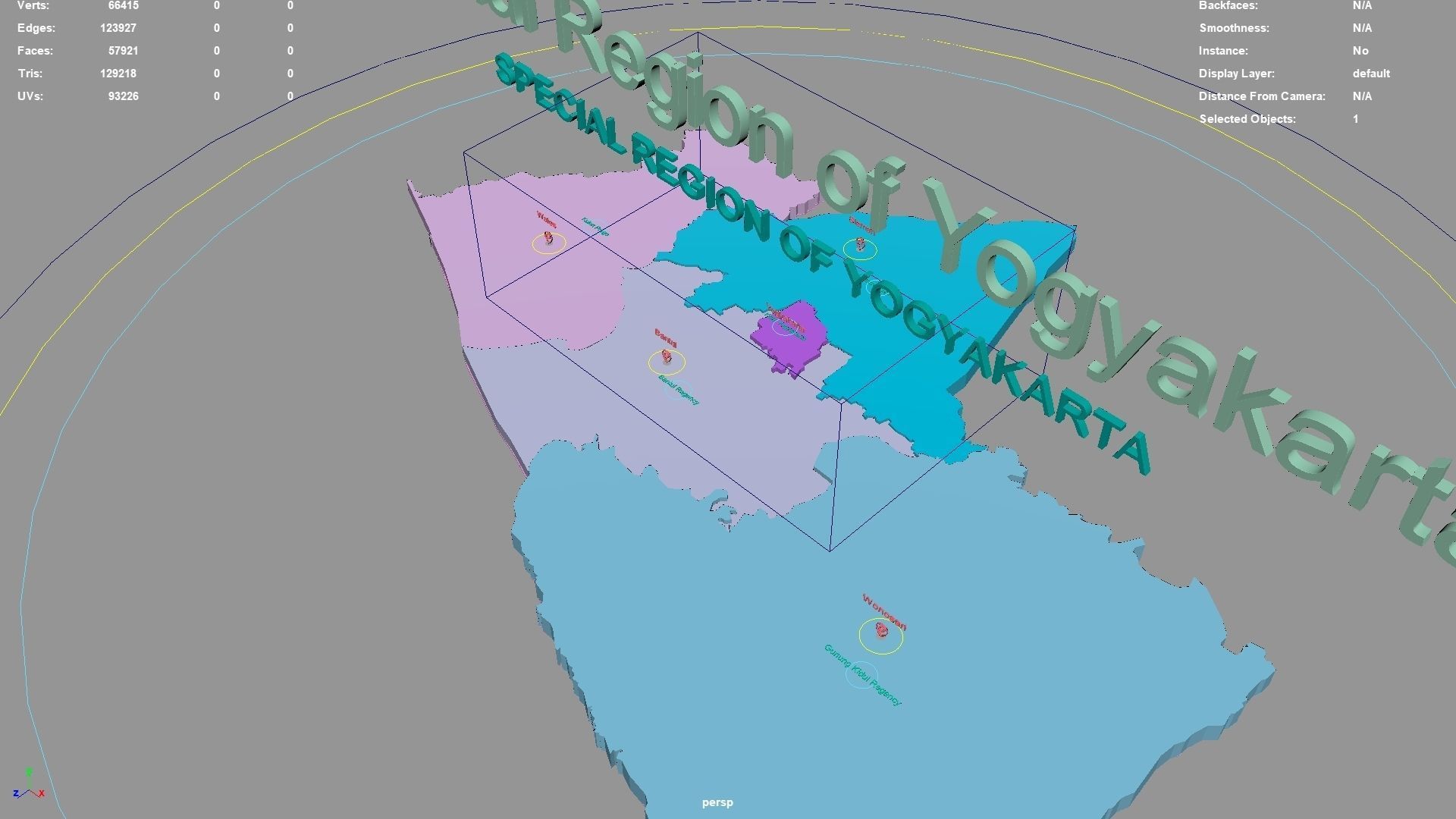 Special Region of Yogyakarta  Java  Indonesia map region 3D model_2