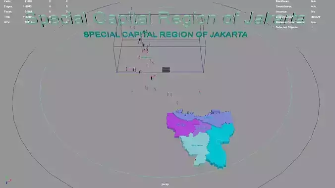 Special Capital Region of Jakarta  Java  Indonesia map region 3D model