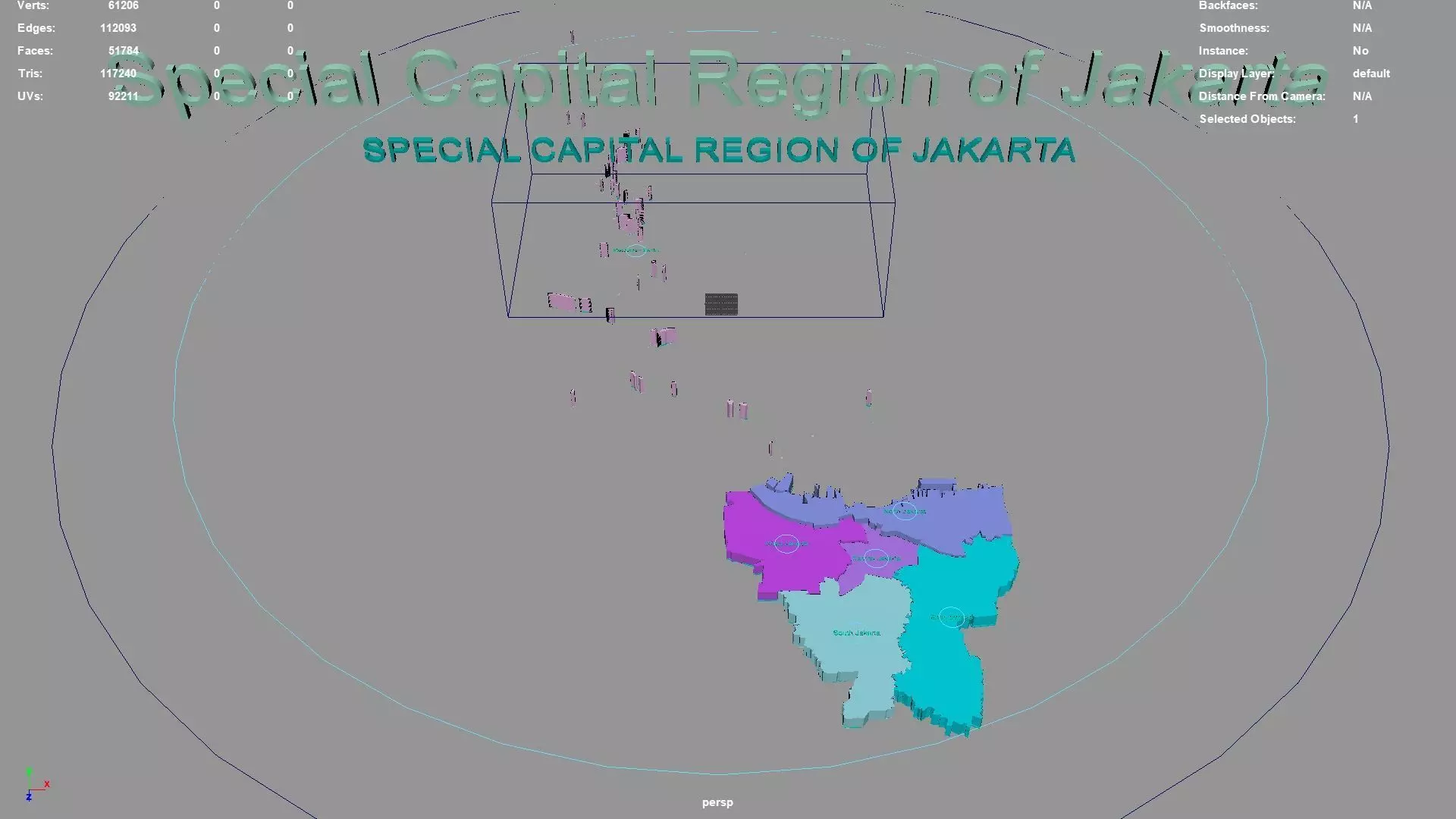 Special Capital Region of Jakarta  Java  Indonesia map region 3D model_0