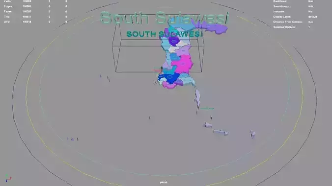 South Sulawesi Sulawesi Indonesia map region geography 3D model