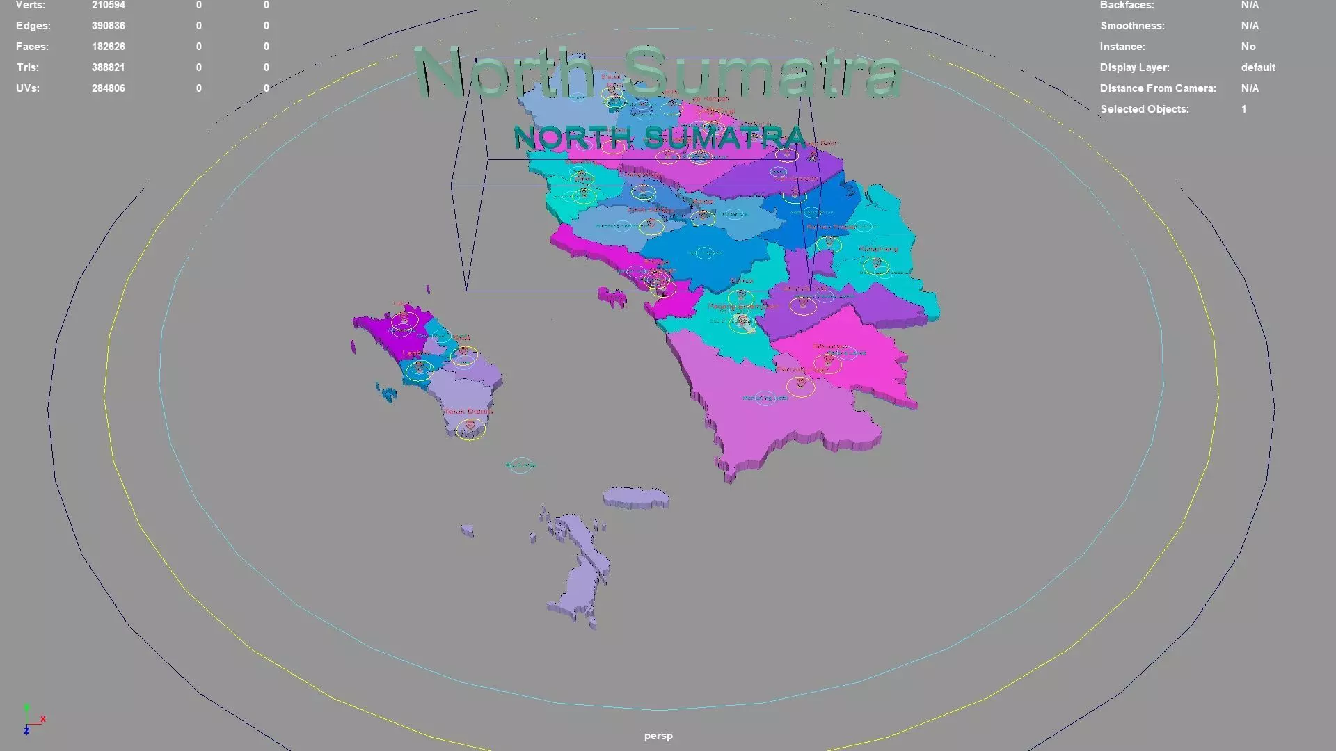 North Sumatra Sumatra Indonesia map region geography political 3D model