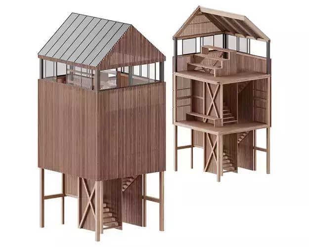 Wooden observation tower 3D model