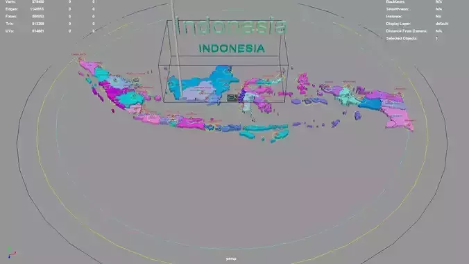 Indonesia map region geography political geographic 3D model