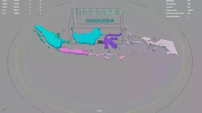Indonesia map region geography political geographic 3D model