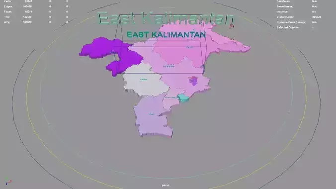 East Kalimantan Kalimantan Indonesia map region geography 3D model