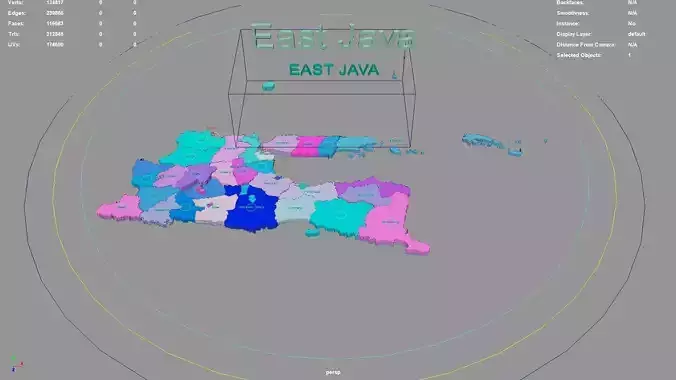 East Java  Java  Indonesia map region geography political 3D model