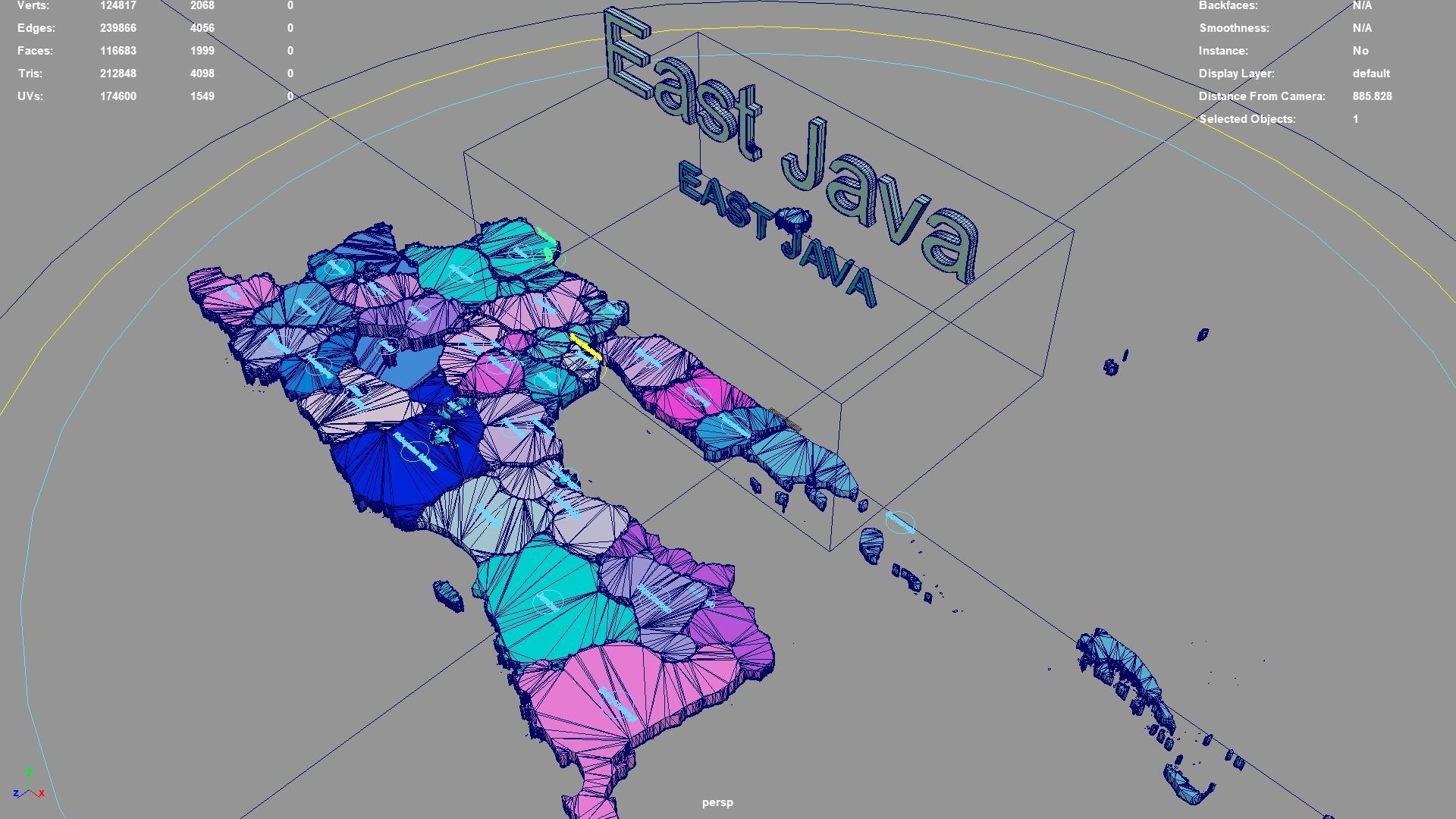 East Java Java Indonesia map region geography political 3D model rigged ...