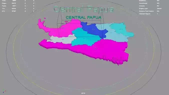 Central Papua  Western New Guinea  Indonesia map region 3D model