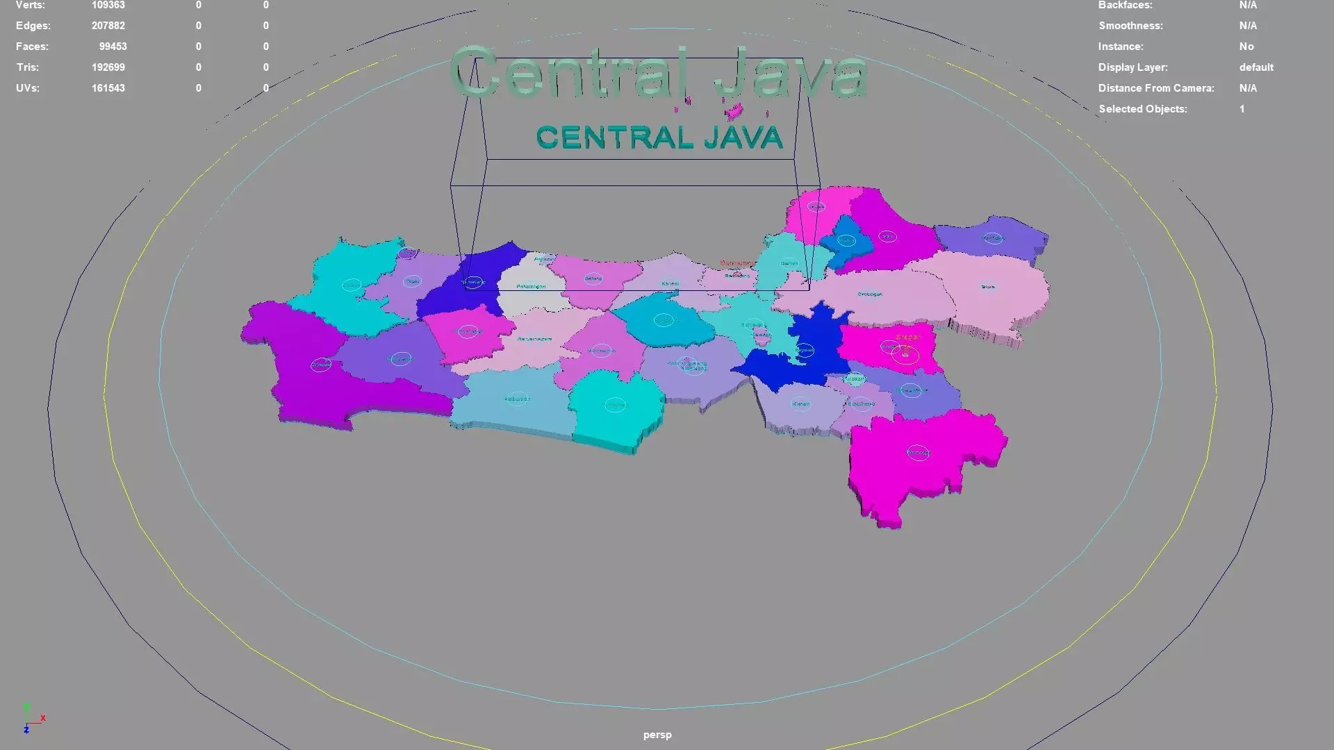 Central Java  Java  Indonesia map region geography political 3D model_0