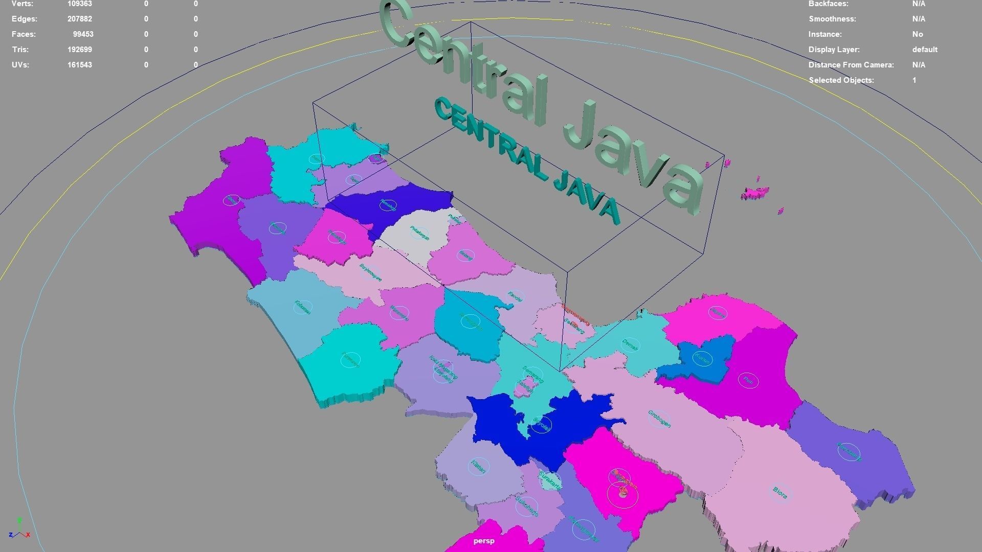 Central Java  Java  Indonesia map region geography political 3D model_2