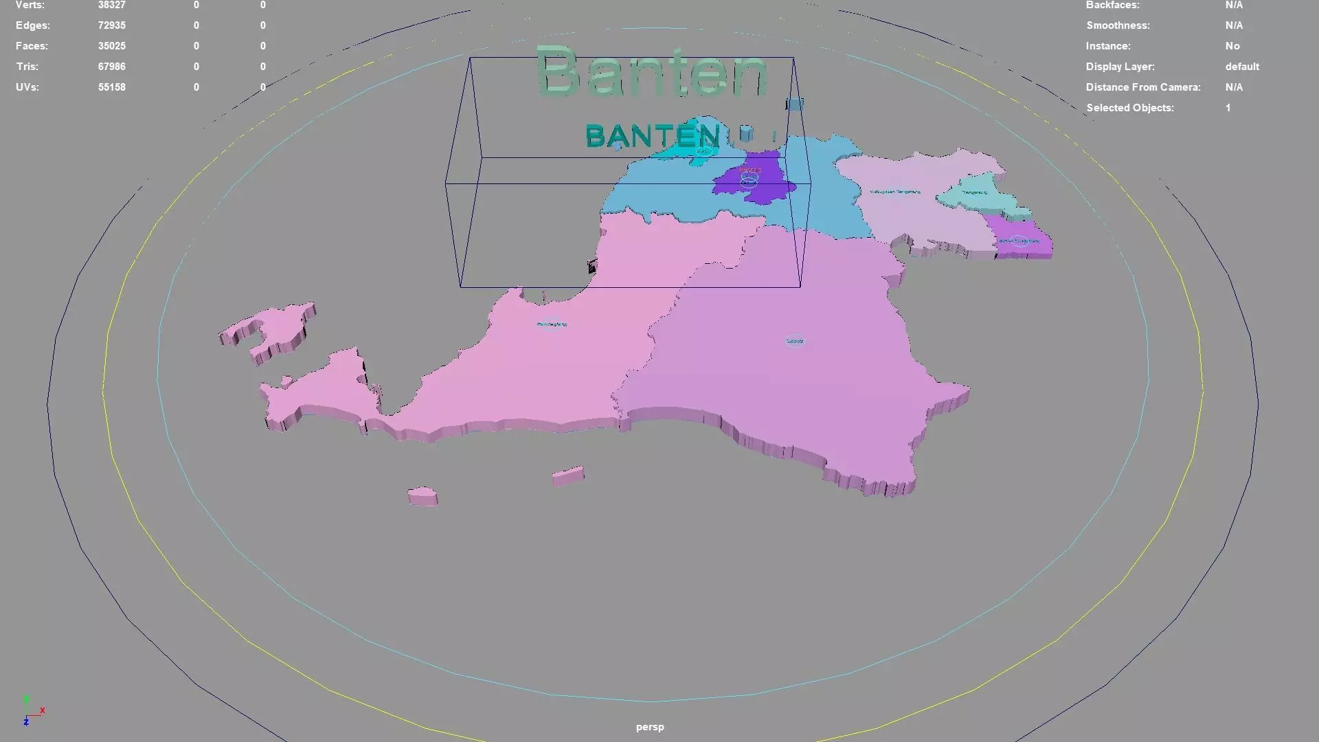 Banten  Java  Indonesia map region geography political 3D model_0