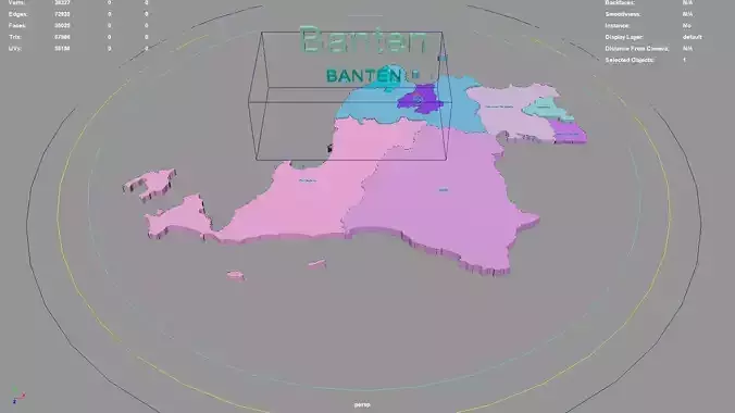 Banten  Java  Indonesia map region geography political 3D model