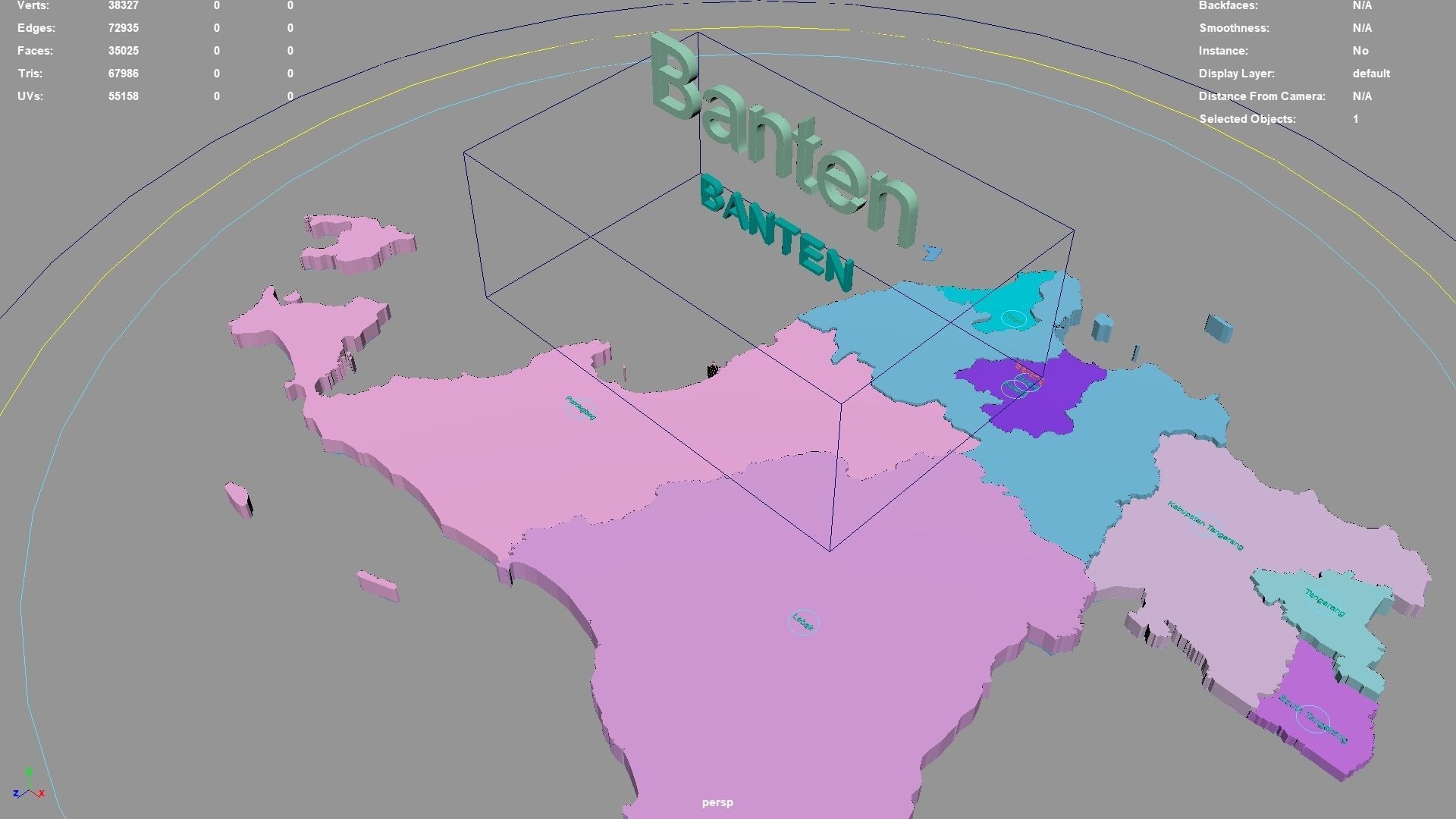 Banten  Java  Indonesia map region geography political 3D model_2