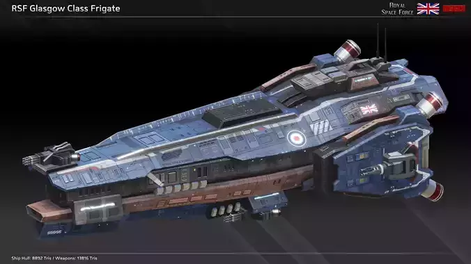RSF Spaceship Glasgow Class Frigate Low-poly 3D model