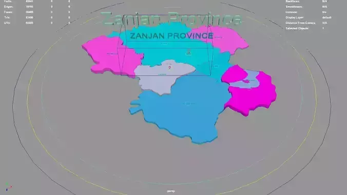 Zanjan Province  Iran map region geography political geographic 3D model