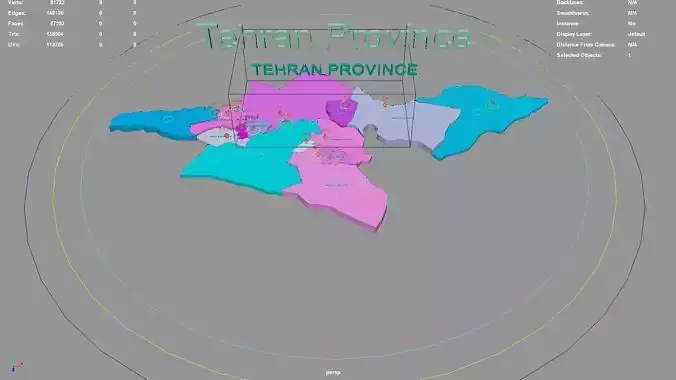 Tehran Province Iran map region geography political geographic 3D model