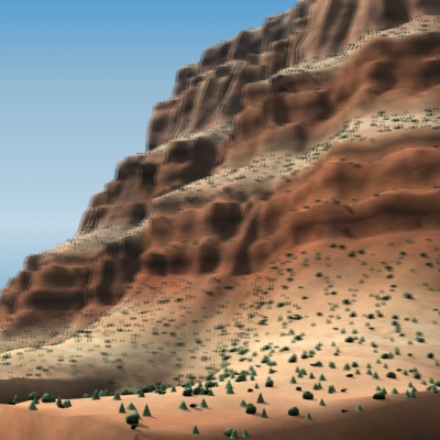 Canyon rock formation in desert 3D model_2