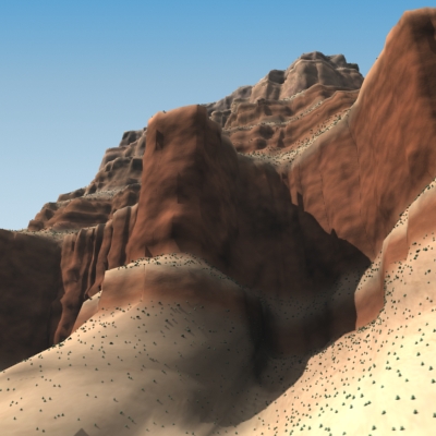 Canyon rock formation in desert 3D model_1