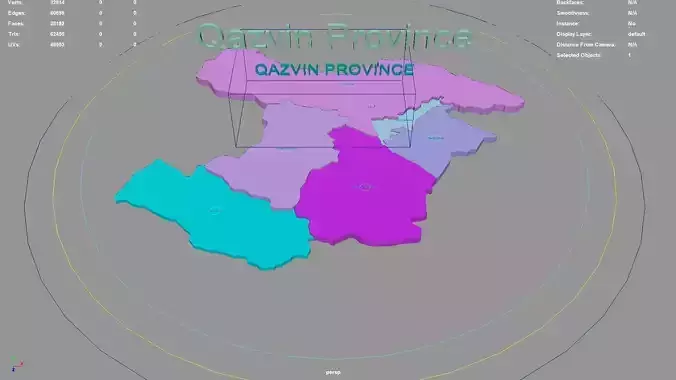Qazvin Province  Iran map region geography political geographic 3D model